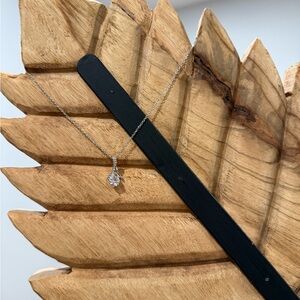 Elegant Silver Necklace with Clear Crystal Pendant